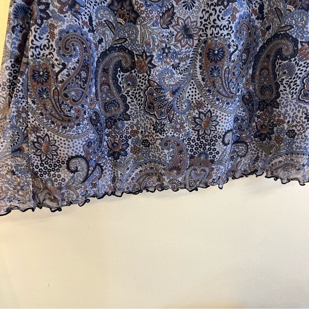 Urban Outfitters Renewal Paisley Mini y2k Dress Sz Md Babydoll Blue Floral Fairy - Picture 11 of 13